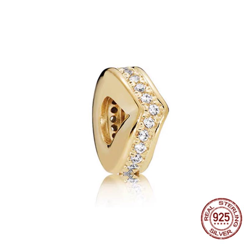 Gold Plated S925 Sterling Silver Hollow Heart Daisy Flower Charm Bead Fit Original Bracelet Necklace Jewelry For Women