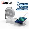 VAOLOR 3 IN 1 Wireless Charger 15W Fast Charging With Alarm Clock Night Light Compatible 10W Charge For Iphone Airpods Free Rotation