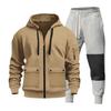 Mens Hooded Zip-Up Fleece-Lined Casual Sweatshirt Jacket Solid Color Winter Warm Outerwear