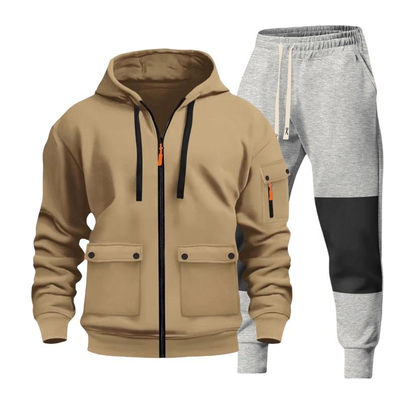 Mens Hooded Zip-Up Fleece-Lined Casual Sweatshirt Jacket Solid Color Winter Warm Outerwear