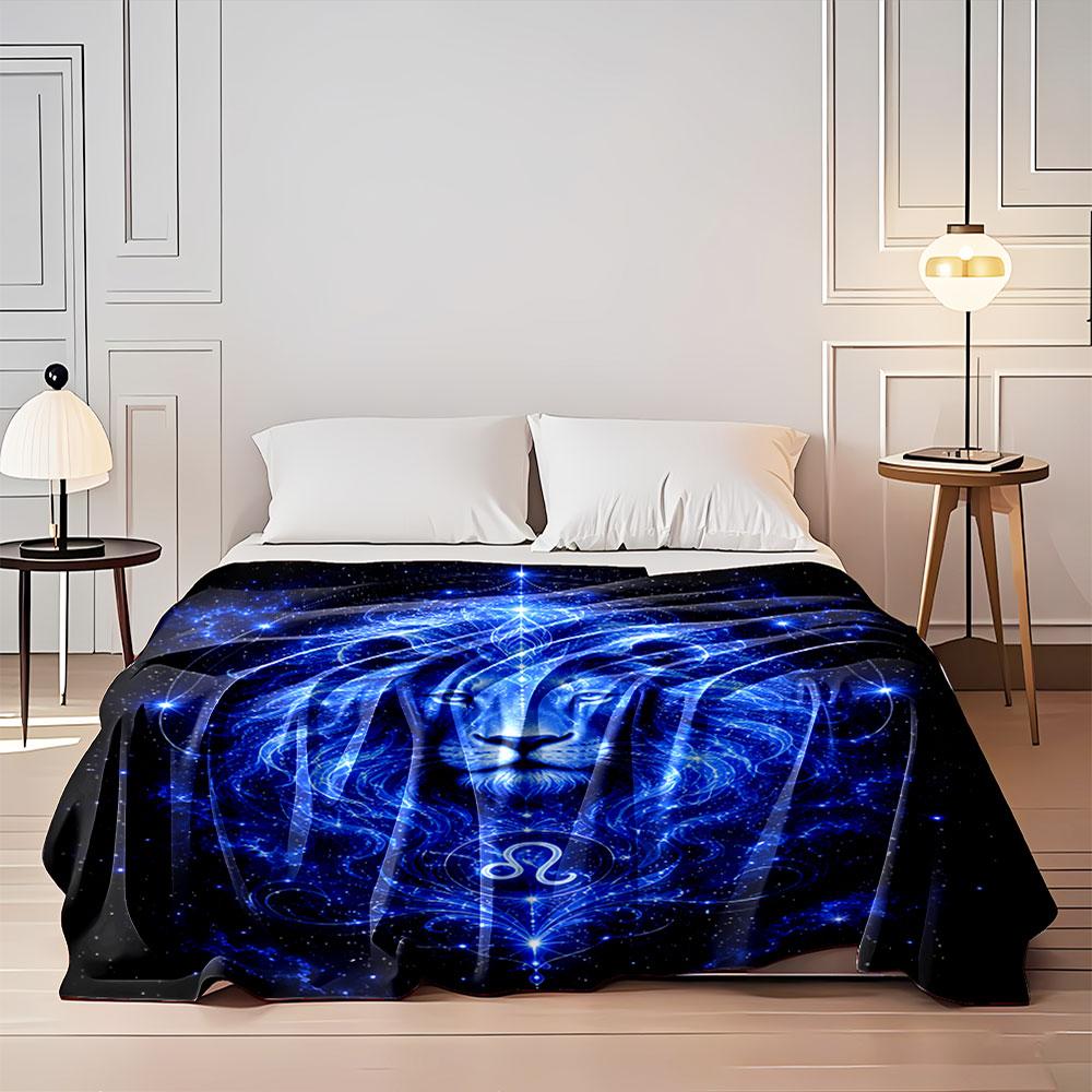 Cosmic Blue Lion Blanket for all seasons blanket lunch break throw gift