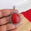 Кулон из натурального красного коралла с драгоценным камнем 925 пробы, серебряный кулон с цепным ожерельем