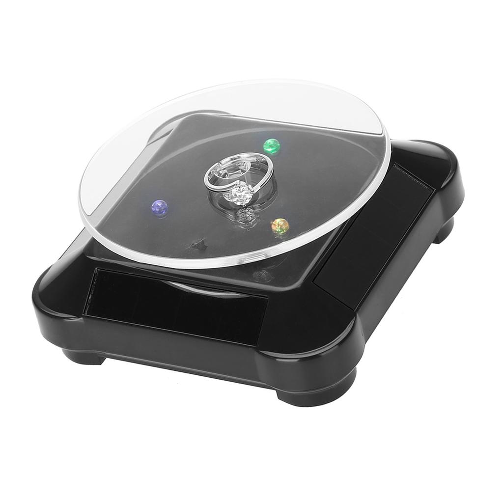 Солнечная витрина 360 вращающийся поворотный стол часы телефон ювелирные изделия дисплей стенд светодиодный свет (черный)