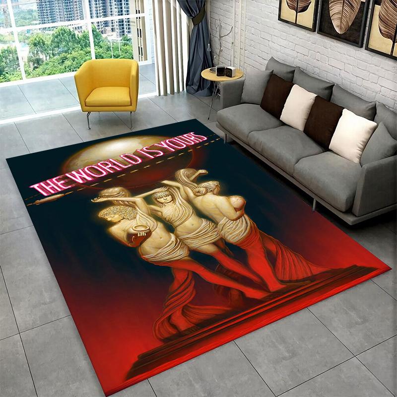 Retro Scarface Classic Movie Tony Carpet Rug for Playroom Bedroom Living Room Sofa Home Decor,kid Area Rug Non-slip Floor Mat