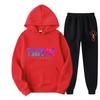 Unisex Oversized Hooded Sweatshirt Jogger Pants Set Multi-Color Letter Print Warm Cotton Blend Loungewear