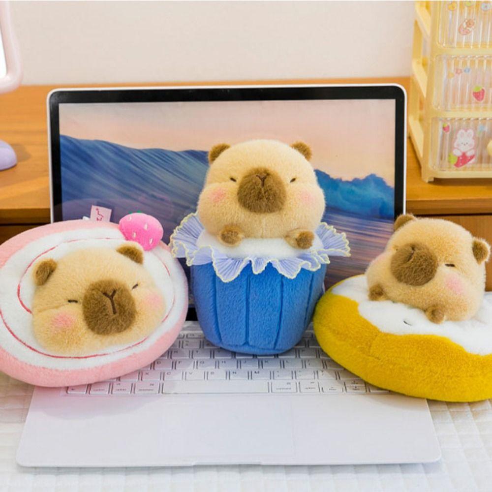 Fluffy Dessert Capybara Plush Toy Soft Dessert Capybara Doll Kawaii Plush Capybara Plush Toy  Kids