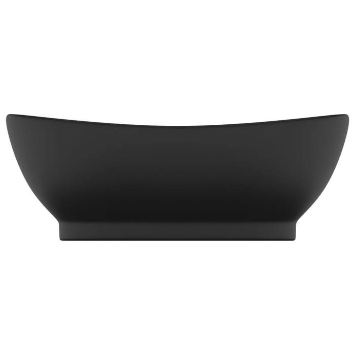 VidaXL Luxury Oval Washbasin with Overflow Countertop Washbasin Toilet Hand Basin Bathroom Cosmetic Room Matte Black 146942
