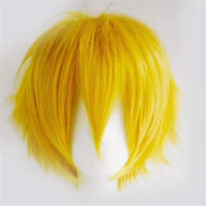 30cm Short Straight Cosplay Wig Anime Tilt Up Compatible Universal Omnipotent Heat Resistant Synthetic Hair Wigs + Wig Cap