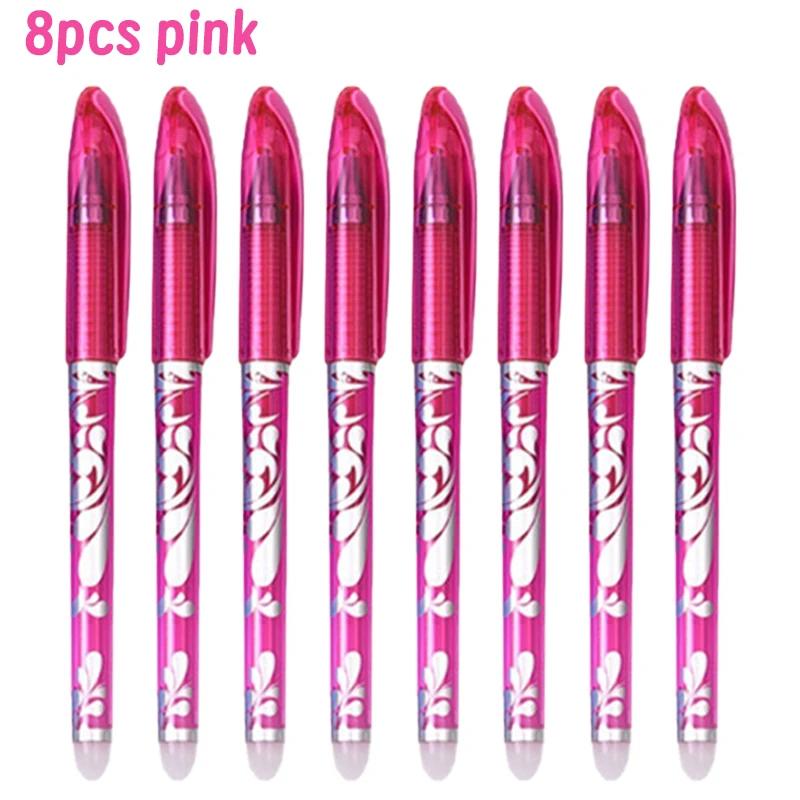 8 Pcs 0.5mm Erasable Pen Refill Set 8 Color Ink Gel Pen Rod Washable Handle School&Office Writing Stationery Gel Ink Pen