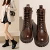 Короткие сапоги Женские удобные одинарные сапоги в британском стиле на плоской подошве Универсальные короткие сапоги из бархата в стиле ретро на толстой подошве