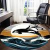1pc Whale Waves Office Round Area Rug, Indoor Mat Suitable For Office, Under Office Chairs Bedroom Living Room Home Decor, Room Deco