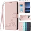Cartoon Cat Flip Wallet Leather Case Cover for iPhone 16 15 14 13 12 11 Pro Max XS MAX XR 8 7 Samsung S24 S23 S22 S21 S20 Ultra Plus A14 A13 A53 A54