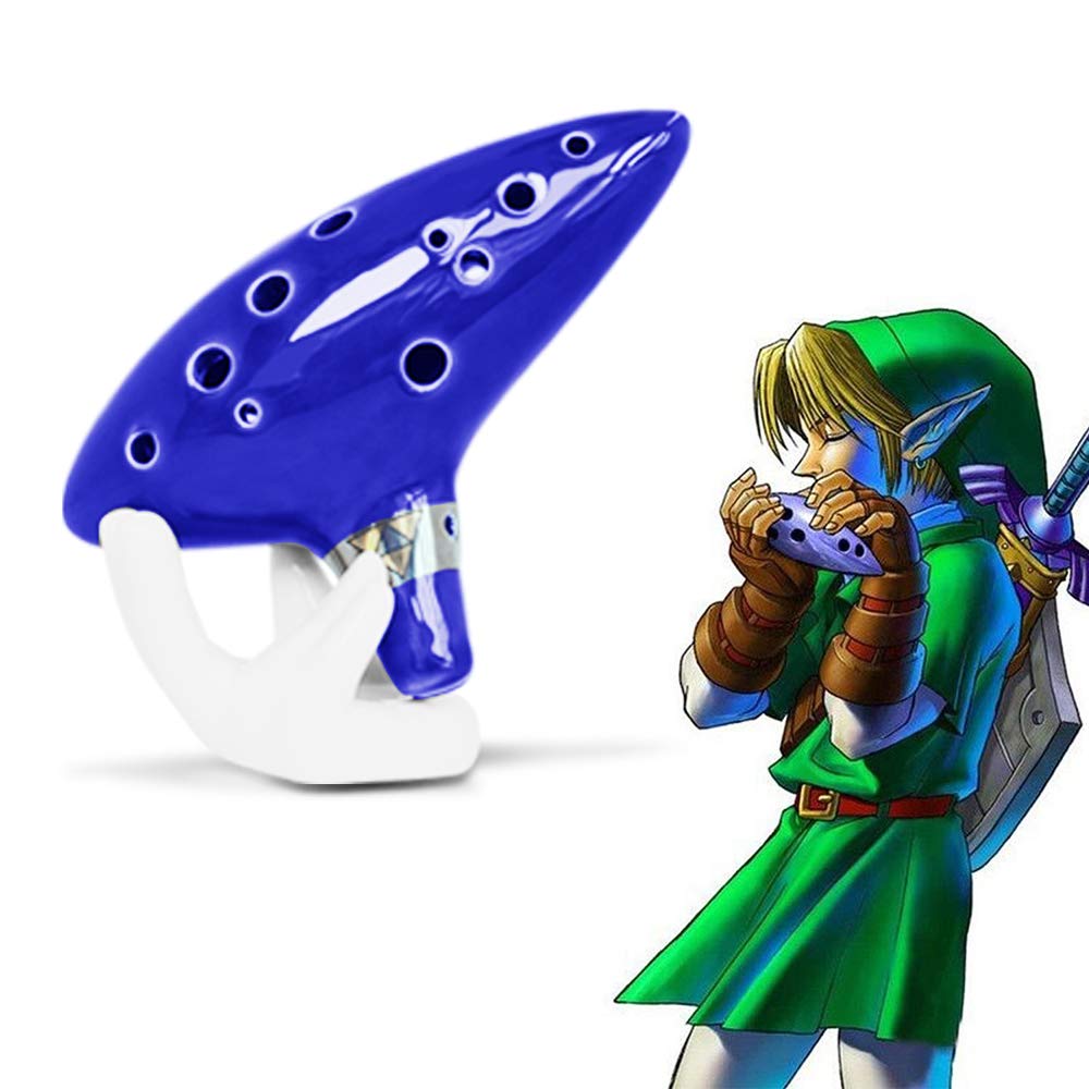 SENHAI Zelda Ocarina Instrument, Ceramic Tube, Neck Strap Cord and Songbook, 12-Hole Alto C Zelda Ocarinas, Gift Box, Hand-Shaped Display Stand, and