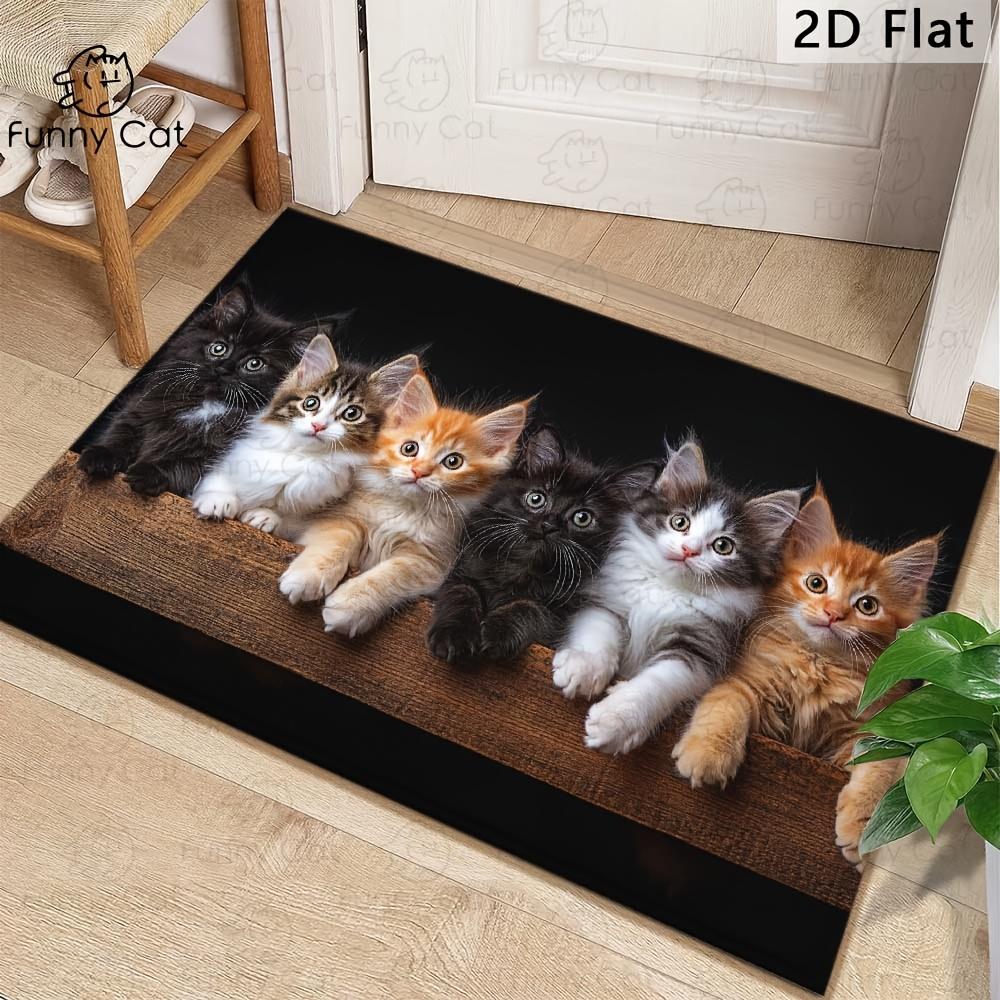 1 шт. 2D Плоский Ряд Милых Котят Смешные Мордочки Кошек Фланелевый Коврик для Двери Нескользящий Коврик для Любителей Животных для Прихожей Гостиной Декор Пола