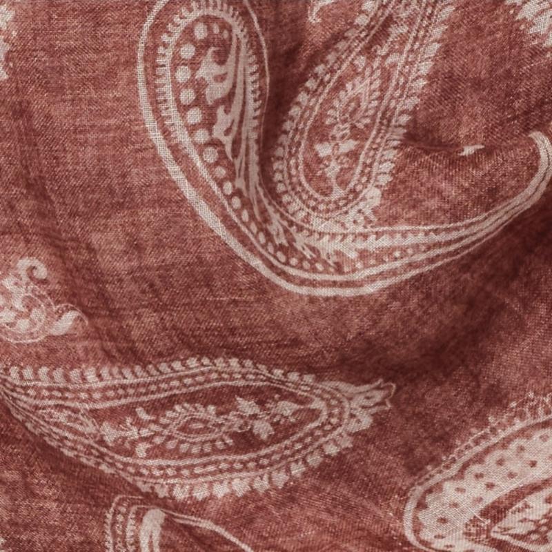 Paolo Albizzati Printed Linen Scarf Paisley 1 Brown Azf1m80004a50