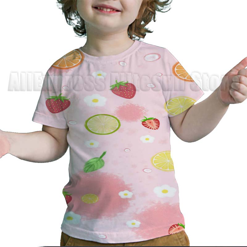 Toddler 3D Funny Fruits Printed T Shirts Baby Boys Girls Kids Tee Tops Summer Children Avocado Strawberry Lemon Apple T-shirts