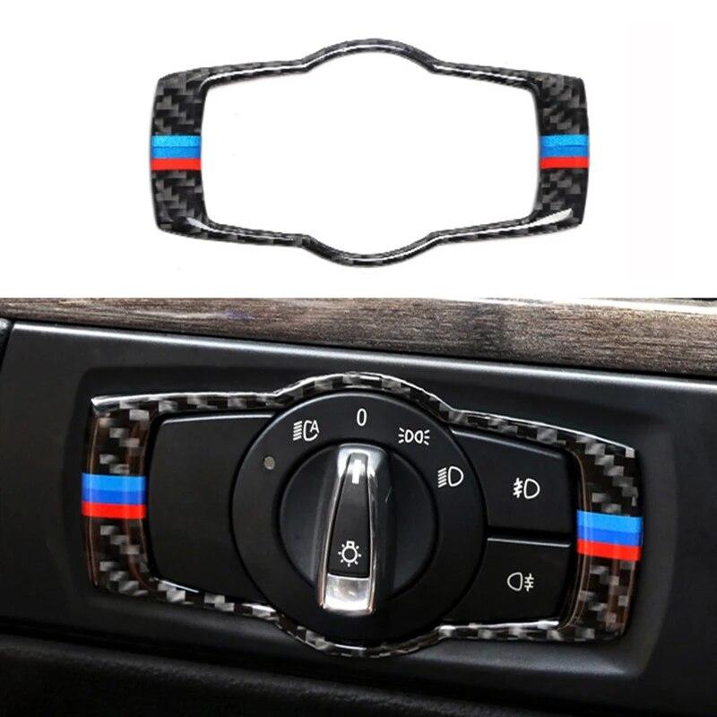 Карбоновый волокнистый автомобильный переключатель фар рамка отделка крышки наклейки высококачественный интерьер для BMW E90 E92 E93 3 серии автомобильные аксессуары