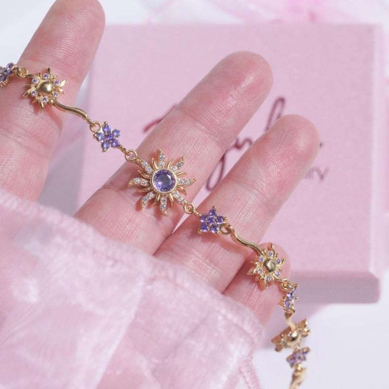 Браслет Подсолнух Браслет Солнце с Сияющим Цирконием Праздничный Подарок для Путешествий, Отпуска, Ношения на Выход Эссенциальный Предмет для Выхода в Свет