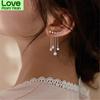 1 Pair 925 Sterling Silver Shiny Zircon Star Tassel Long Drop Earring For Women Luxury Party Punk Jewelry Accessories Eh1387
