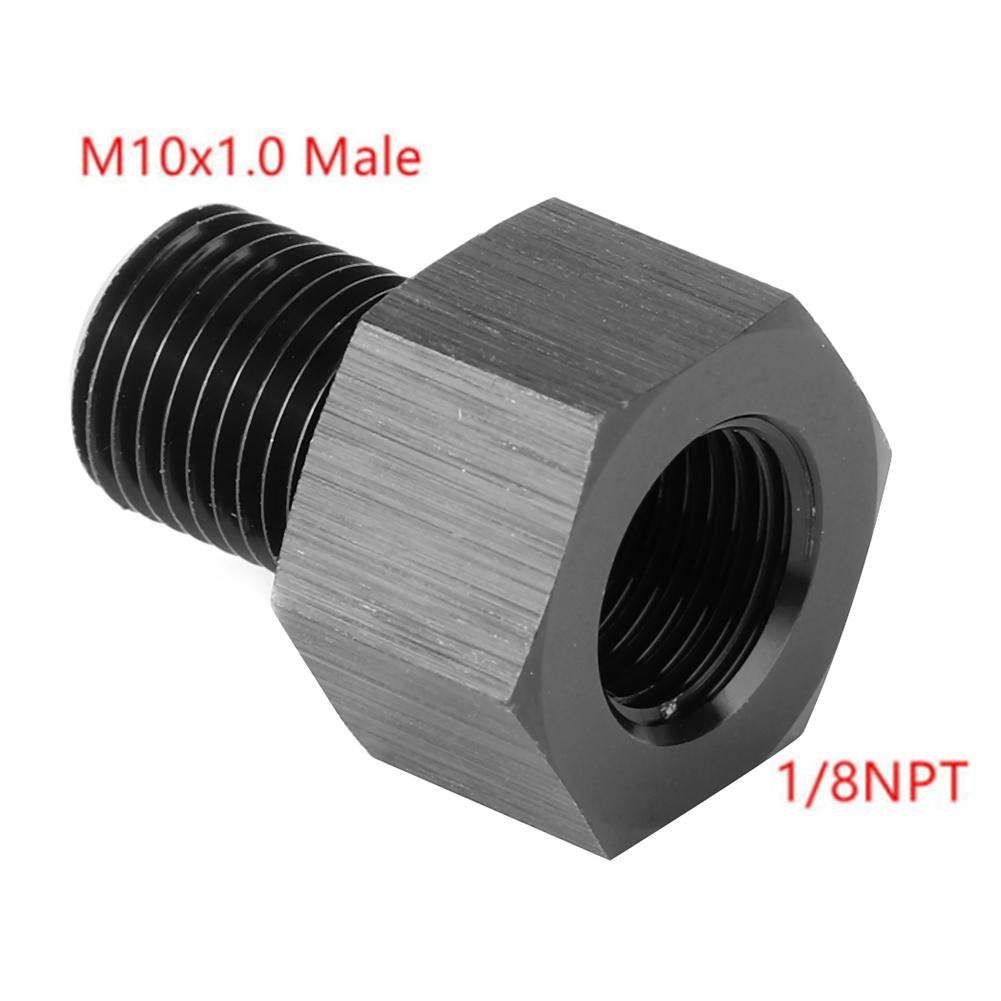 1 8in NPT Female To M10x1.0 Male Reducer Oil Pressure Gauge Adapter Replacement Black