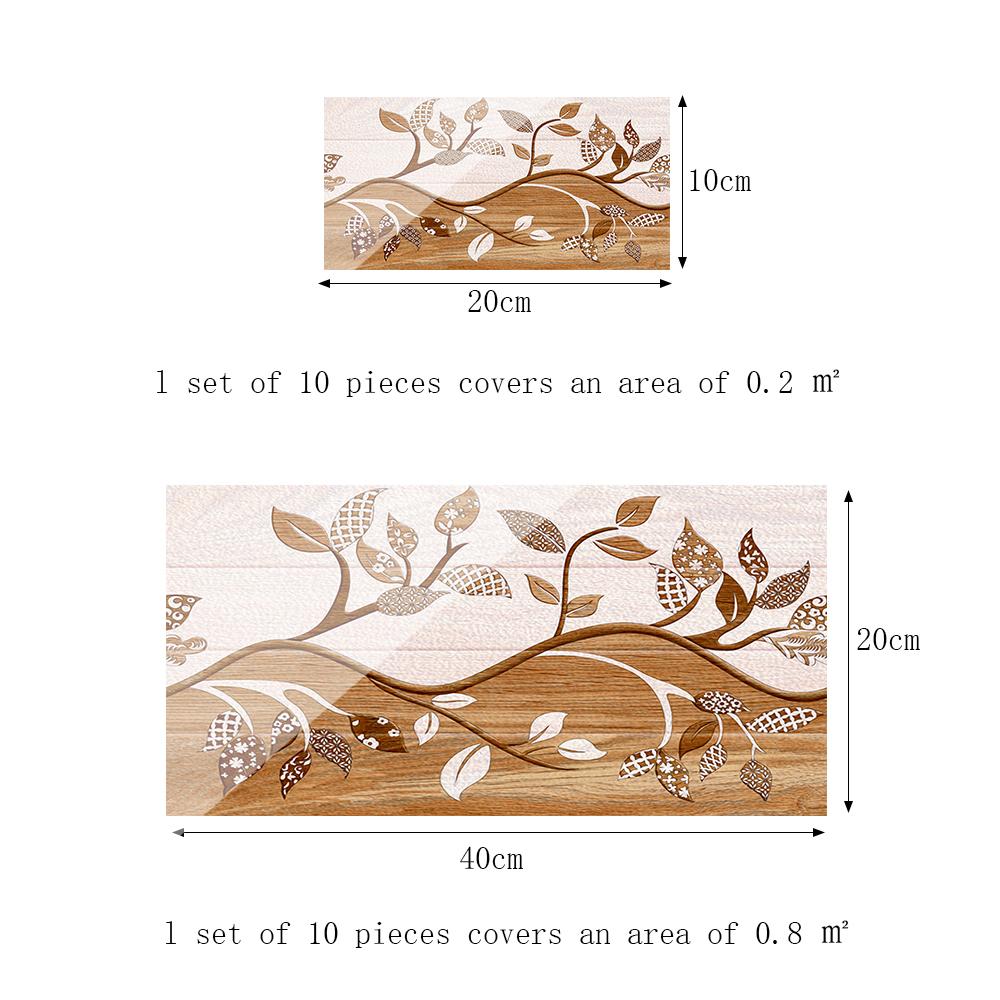 10pcs/set Branch Pattern Tiles Sticker Washbasin Bathroom Glass Waistline Glossy Surface Waterproof Peel & Stick Art Wallpaper