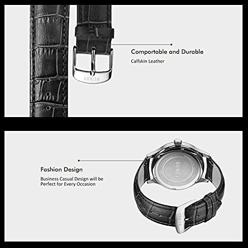 Часы BUREI, кожаные, популярные, брендовые, аналоговые, с римскими цифрами, простые, водонепроницаемые, стильные, деловые, серебристо-белые, мужские, мужские