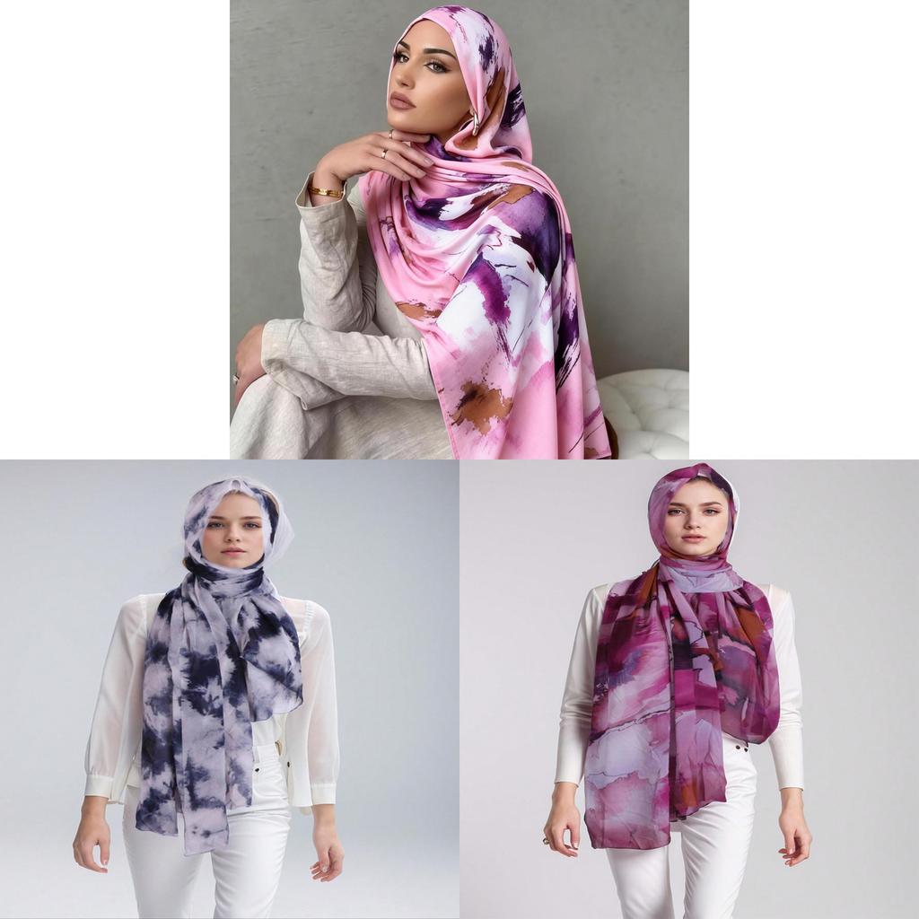 Polyester Digital Printed Scarves With Dye Printing Design For Summer Womens Fashion Accessory
