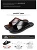 Men's Genuine Leather Korean Style Sandals - Trendy, Non-Slip Beach Flip-Flops