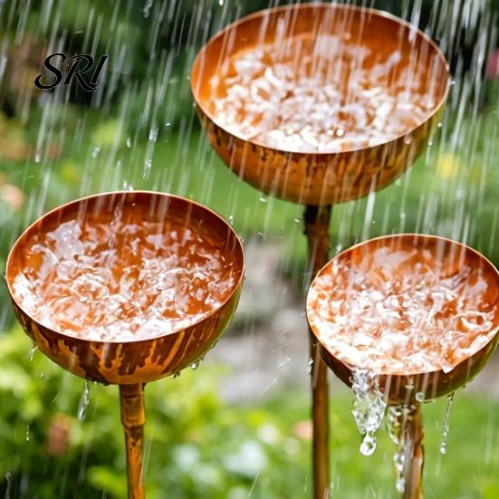 Durable Steel Garden Stake 3Pcs Ground Weatherproof Metal Stakes Multi-functional Insect Trough Accessory Bird Watering Station for Outdoor Yard Patio