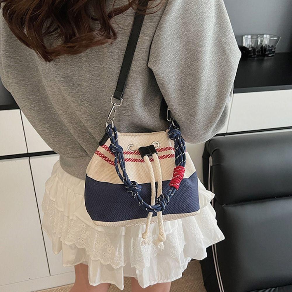 Purse Retro Canvas Bucket Bags Crossbody Bag Drawstring Bucket Bag  Girls