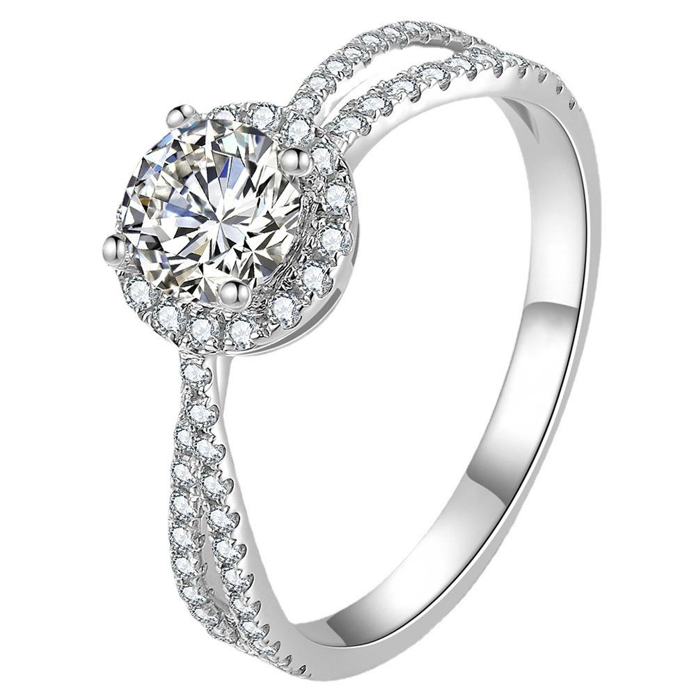 Platinum Plated Moissanite Rings for Women Simulated Diamond Engagement Rings