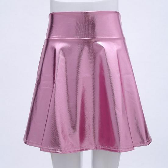 Женская клубная юбка трапециевидной формы из глянцевой поверхности из искусственной кожи со свободным подолом, эластичной талией и высокой талией, плиссированная, мягкая мини-юбка для коктейльной вечеринки