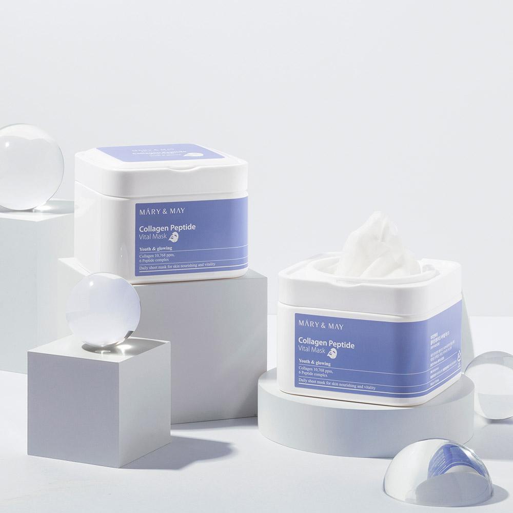 Mary&May Collagen Peptide Vital Mask 30 Sheets 400ml - Vital Renewal Boost, Korean