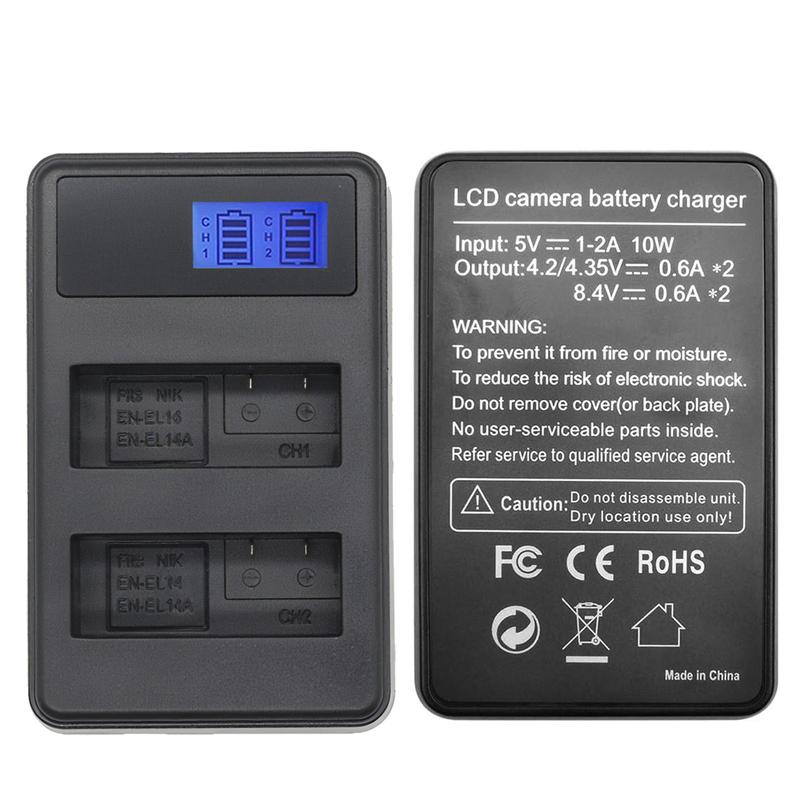EN-EL14 Camera Battery Charger for Nikon D5200 D5300 D5500 D560 D3200 D3300 D3400 D3500 DF CoolpixP7000 P7100 P7700 P7800 Camera