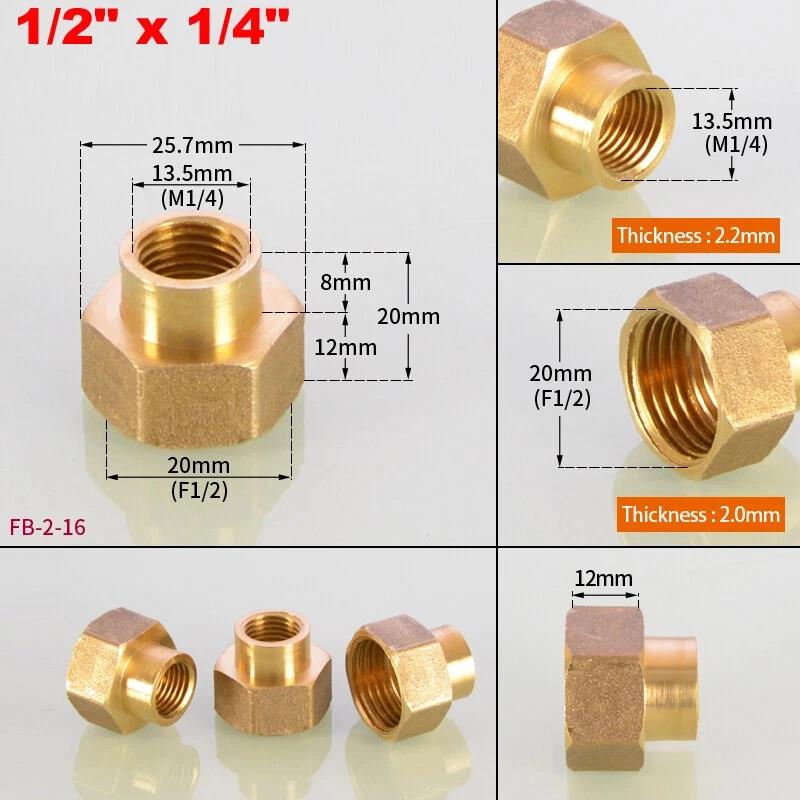 1~10pcs Brass Female Reducing Sleeve 1/8" 1/4" 3/8" 1/2" 3/4" 1" BSP Female Thread Hex Pipe Fitting For Water Fuel Gas 7