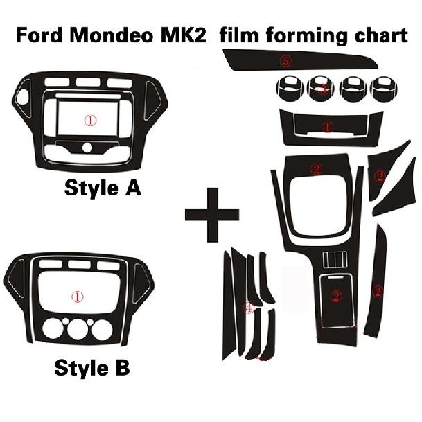 Для Ford Mondeo MK3/4 2007-2013 Внутренняя центральная панель управления Ручка двери Наклейки из углеродного волокна Декали Стайлинг автомобиля Аксессуары