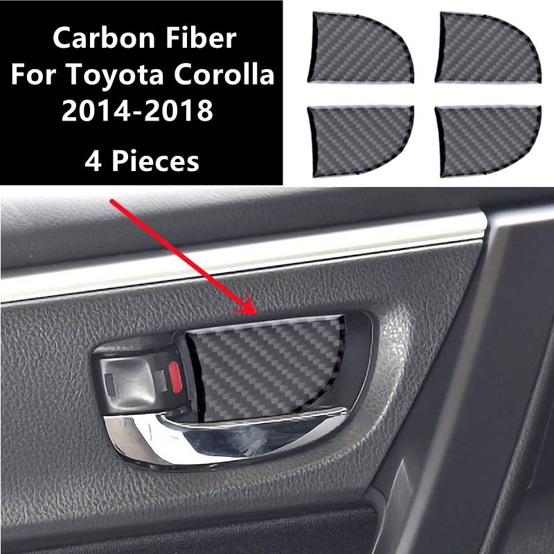 Carbon Fiber Car Interior Door Handle Windows Control Panel Armrest Cover Trim Decal Stickers For Toyota Corolla 2014 Auto