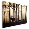 Canvas Print Deer In the Forest Fog Brown