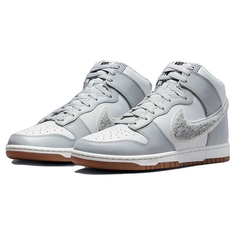 Nike Мужские кроссовки Dunk High Chenille Swoosh - Светло-серый дымчатый Мужские кроссовки Белоснежный Фотонная пыль DR8805-003