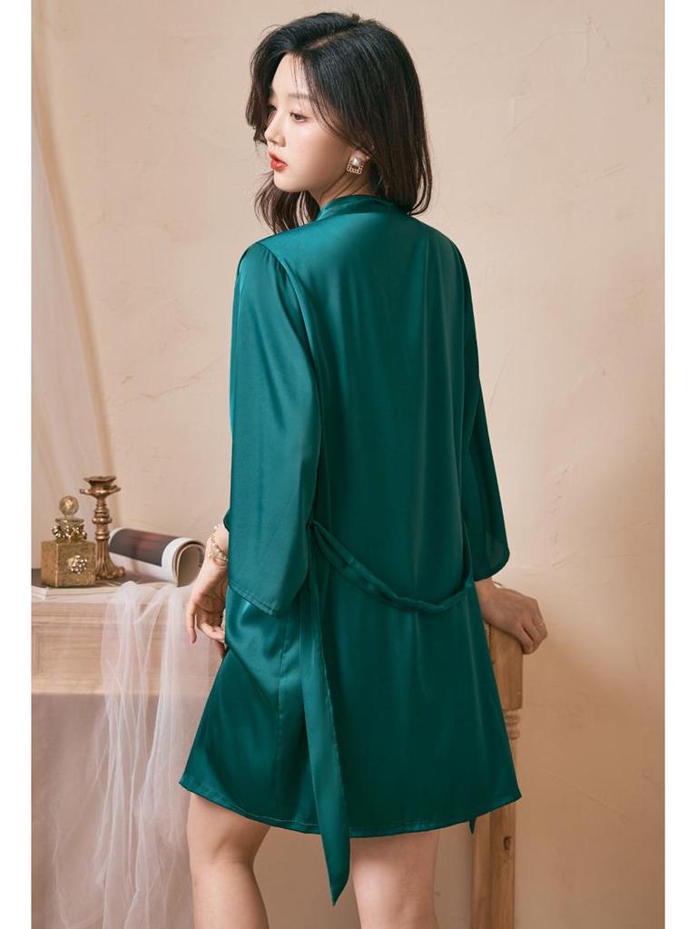 Luxurious Women's Pajama Set: Sexy & Comfortable Nightgown with Chest Pad and Robe for Summer and Autumn