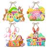 Happy Easter Decor Door Pendant Paper Rabbit Egg carrot Welcome Sign Hanging Ornament Easter egg hunt Spring Party Wall decor