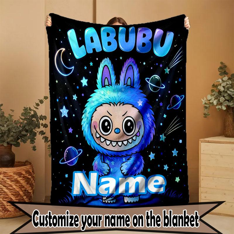 Custom Name Personalized Labubu Print Blanket, Home Decor, Bedroom, Sofa, Camping, Couch, Gifts for Birthday Christmas