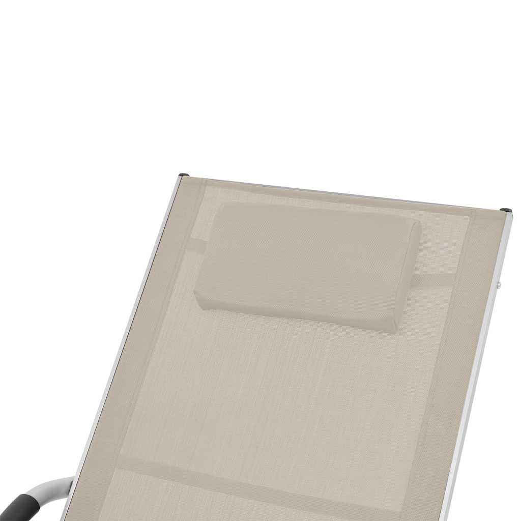 Sun Lounger with Cushion Aluminum and Textilene Cream