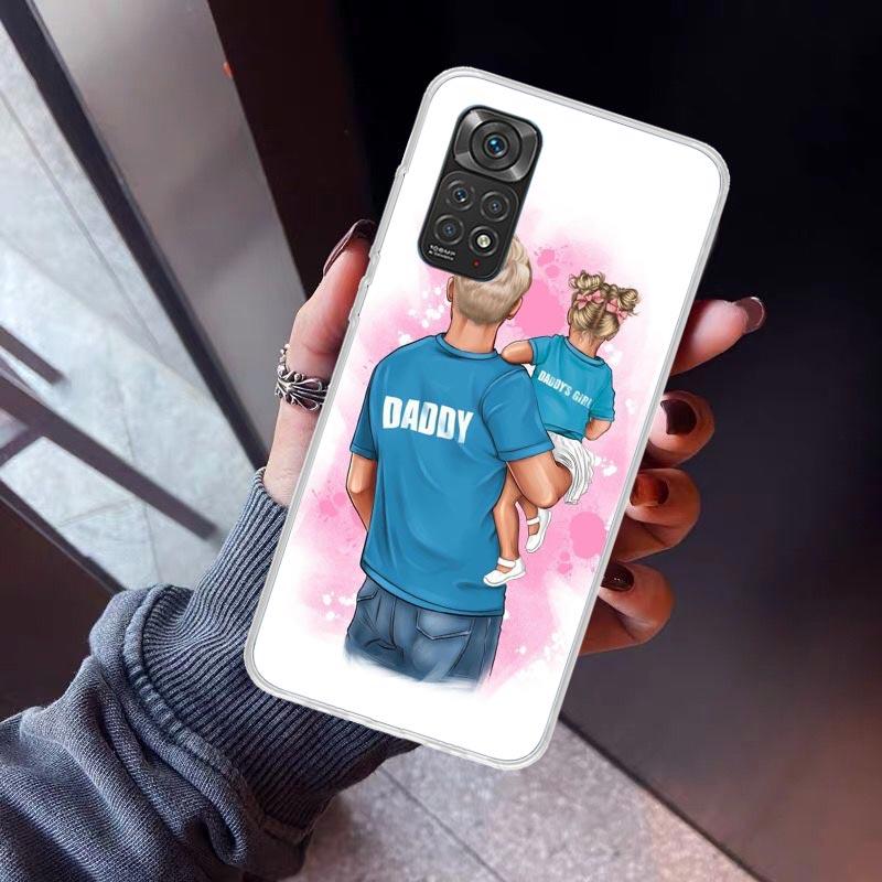 Dad And Baby Girl Boy Phone Case For Xiaomi Redmi Note 10 11 12 13 14 15 Pro Plus 11S 12S 14S 11T 11E 10S Soft TPU Back Cover Re