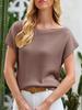 Women's Off Shoulder Short Sleeve Knit Top Loose Casual Summer Pullover