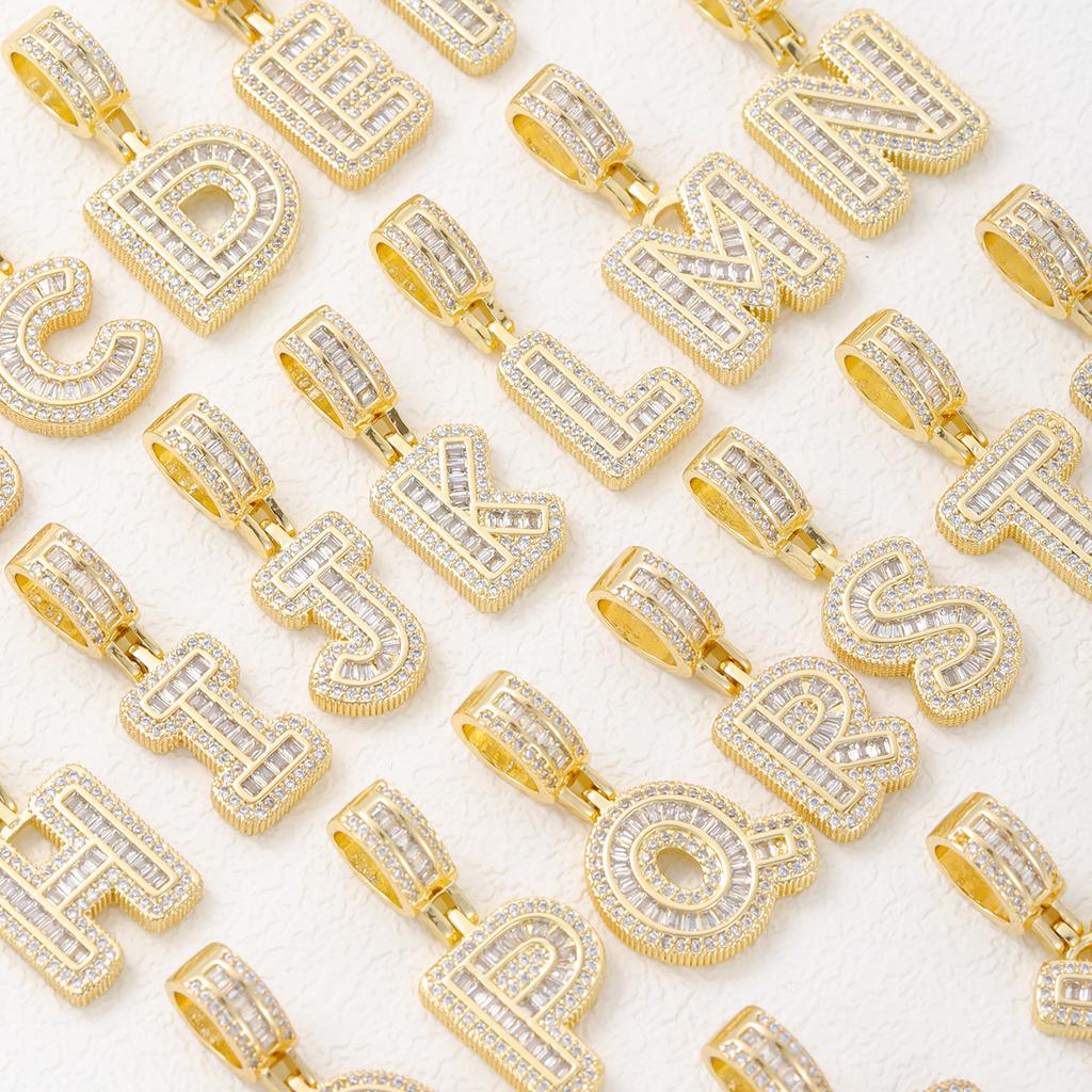 2025 Новый Ожерелье с Инициалом Женское Мужское Кубический Цирконий Подвеска-Инициал Веревочная Цепь Английская Буква A-Z Подарок