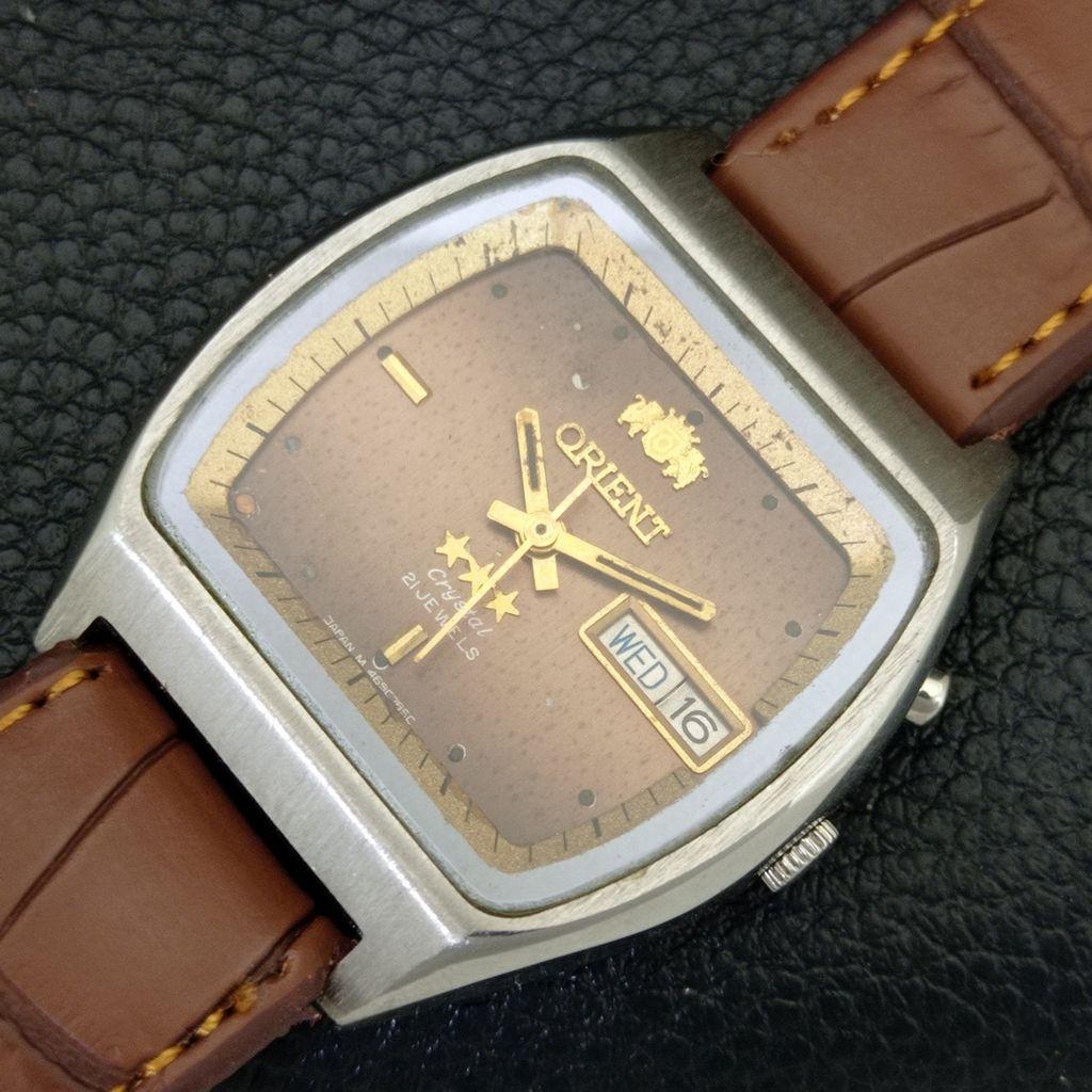 ВИНТАЖНЫЕ ORIENT CRYSTAL АВТОМАТИЧЕСКИЕ 46941 ЯПОНИЯ МУЖСКИЕ ОРИГИНАЛЬНЫЕ ЧАСЫ С ЦИФЕРБЛАТОМ a704903-1