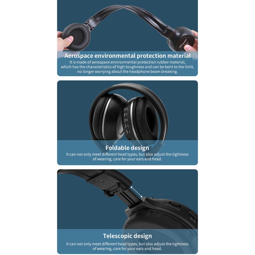 B570 Bluetooth-наушники, складные беспроводные стереонаушники HIFI с ЖК-дисплеем, гарнитура с FM-радио и слотом для карт памяти Micro-SD