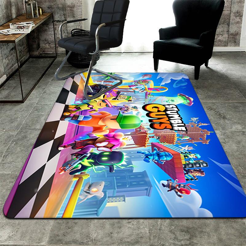 Stumble Guys theme pattern Rug Floor Mat for Living Room or Bedroom Soft and Comfortable Carpet a Gift for Birthday and Holiday.