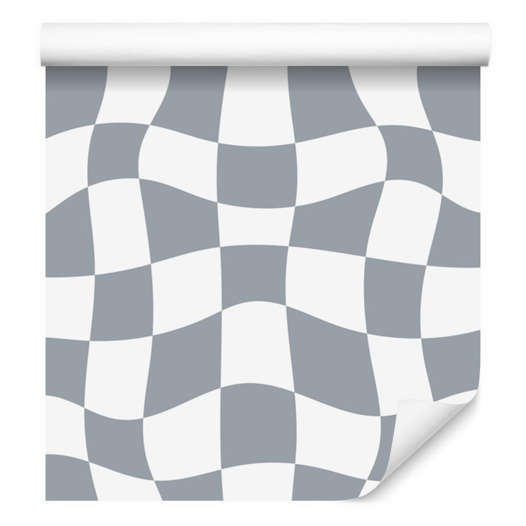 Wallpaper Casual Checkerboard White and Gray 50x1000